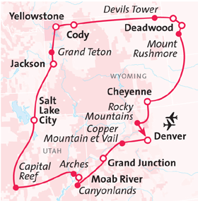 G-2 Giro turistico di Denver (include il Mall, rinomato centro commerciale, e il Capitol - il Campidoglio dello Stato del Colorado), città di frontiera e fermata obbligatoria per i pionieri del 19