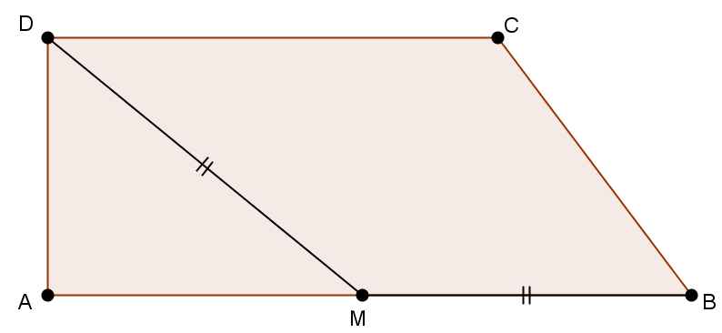 Problema 1 Nel trapezio rettangolo, l altezza AD misura cm 20 e la base maggiore AB è uguale al doppio del lato obliquo BC.