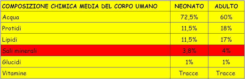 Macroelementi: fabbisogno > 100 mg/giorno Microelementi: