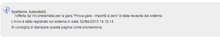 Step 4 Conferma e completa invio dell offerta: Cliccando su DA COMPLETARE sarà possibile visualizzare il riepilogo dell offerta, verificare e cliccare su INVIO.