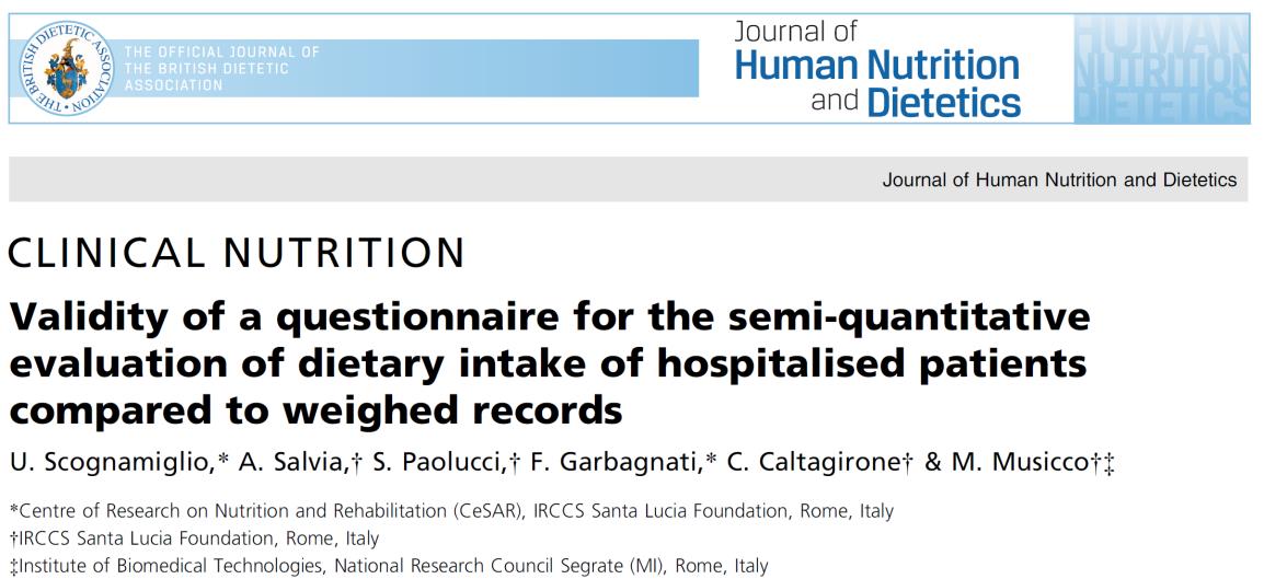 Lo studio mostra che il questionario semiquantitativo