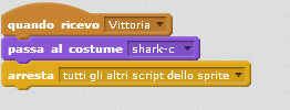 Ora puoi gestire la tua variabile nello Sprite fish1, e aumentare il punteggio ogni volta che il cibo viene mangiato. Ricordati sempre delle condizioni iniziali: il punteggio deve partire da 0!