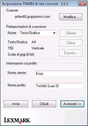 Driver Twain Lexmark, scanner di rete con caricatore automatico: