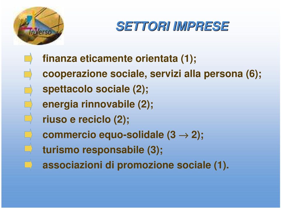 energia rinnovabile (2); riuso e reciclo (2); commercio