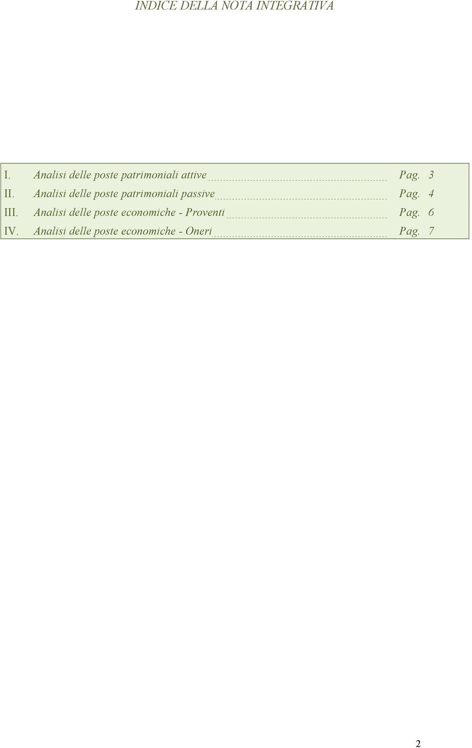 Analisi delle poste patrimoniali passive Pag. 4 III.