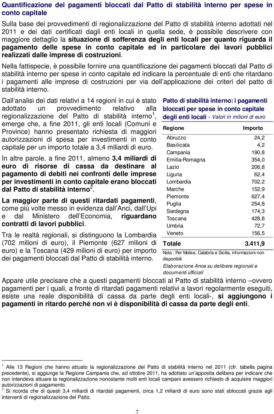 conto capitale ed in particolare dei lavori pubblici realizzati dalle imprese di costruzioni.