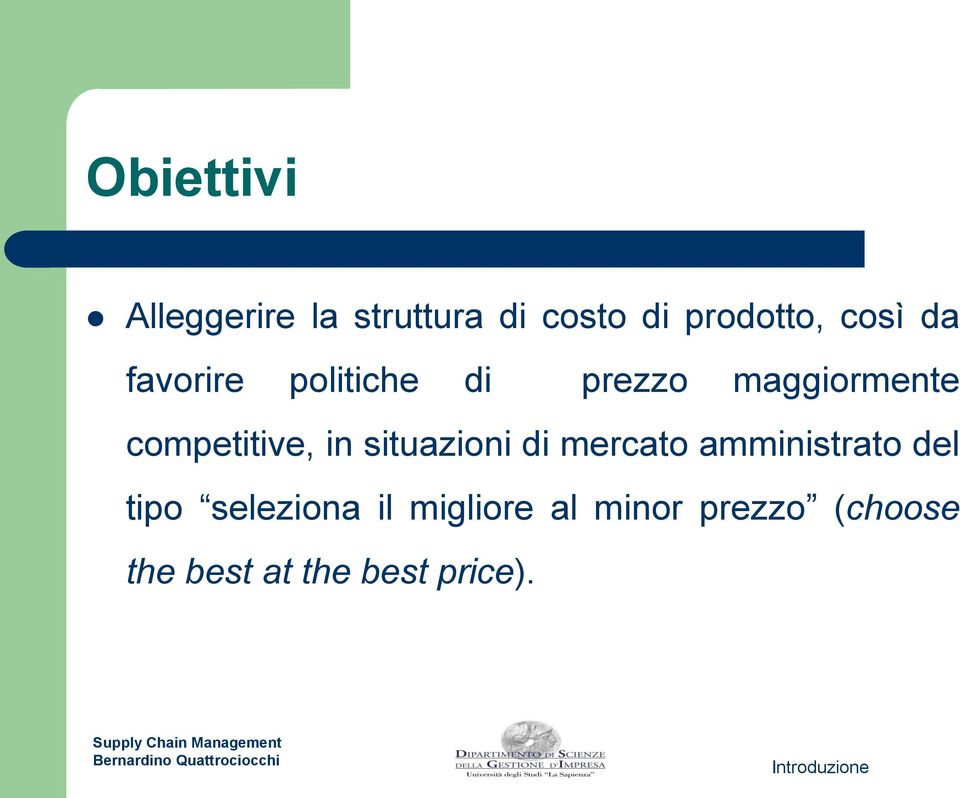 competitive, in situazioni di mercato amministrato del tipo