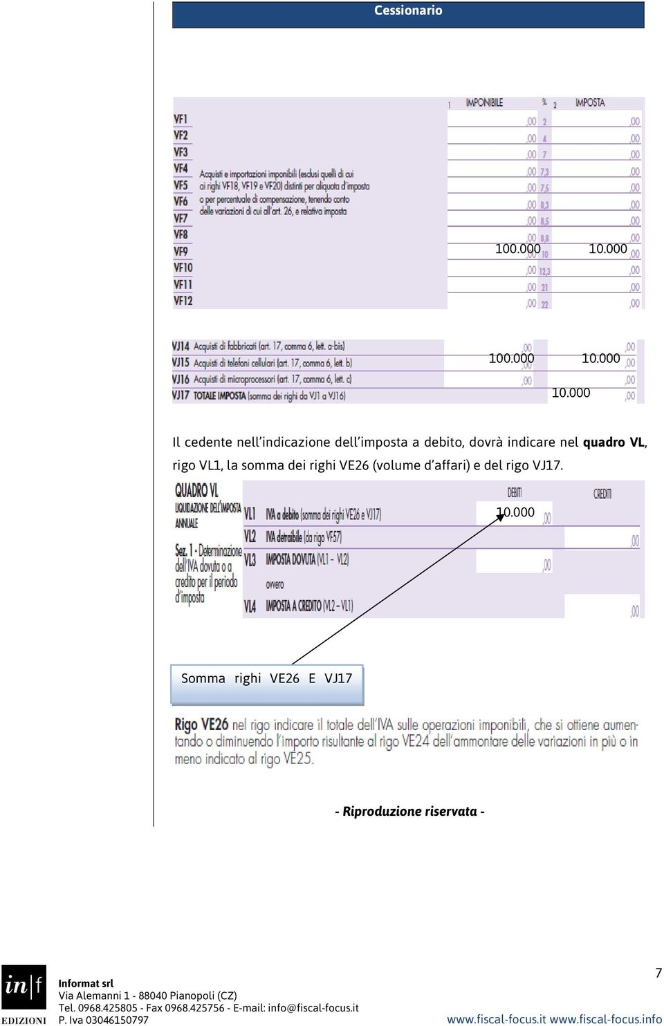 somma dei righi VE26 (volume d affari) e del rigo