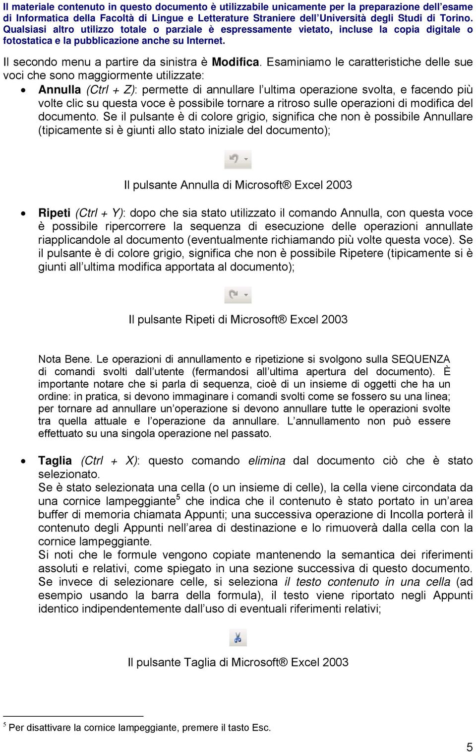 possibile tornare a ritroso sulle operazioni di modifica del documento.