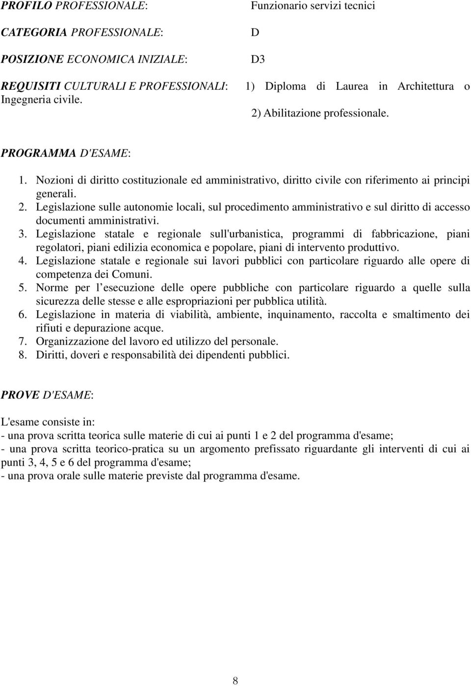 Legislazione statale e regionale sull'urbanistica, programmi di fabbricazione, piani regolatori, piani edilizia economica e popolare, piani di intervento produttivo. 4.