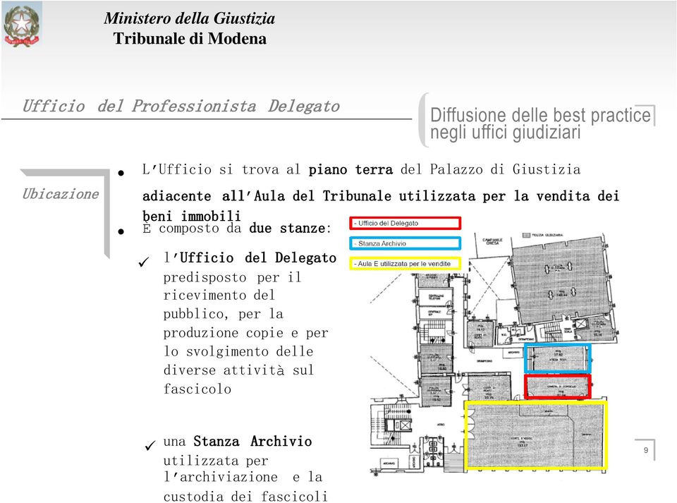 È composto da due stanze: l Ufficio del Delegato predisposto per il ricevimento del pubblico, per la produzione