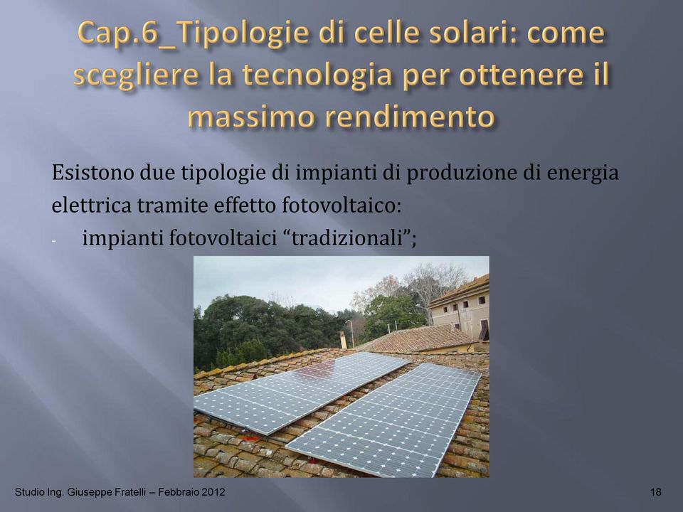 effetto fotovoltaico: - impianti fotovoltaici