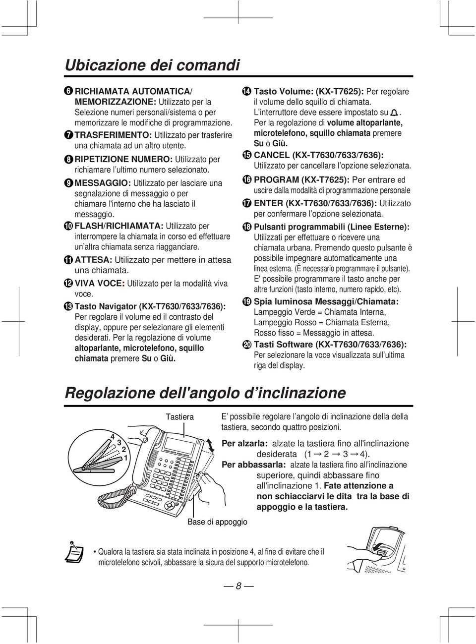 9 MESSAGGI: Utilizzato per lasciare una segnalazione di messaggio o per chiamare l'interno che ha lasciato il messaggio.