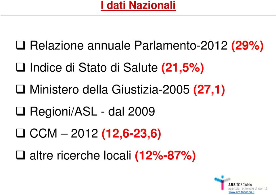 della Giustizia-2005 (27,1) Regioni/ASL - dal 2009