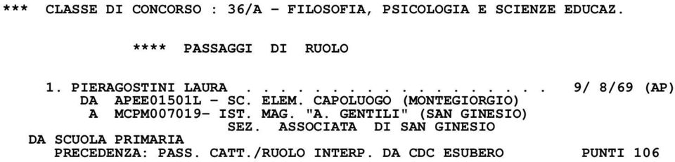 ELEM. CAPOLUOGO (MONTEGIORGIO) A MCPM007019- IST. MAG. "A. GENTILI" (SAN GINESIO) SEZ.