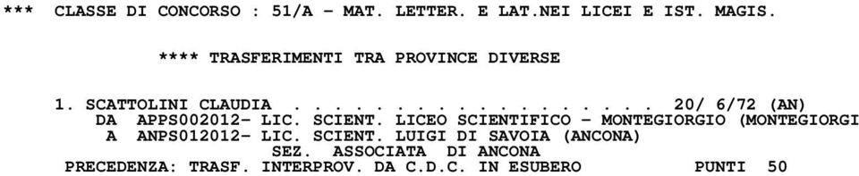 LICEO SCIENTIFICO - MONTEGIORGIO (MONTEGIORGI A ANPS012012- LIC. SCIENT. LUIGI DI SAVOIA (ANCONA) SEZ.