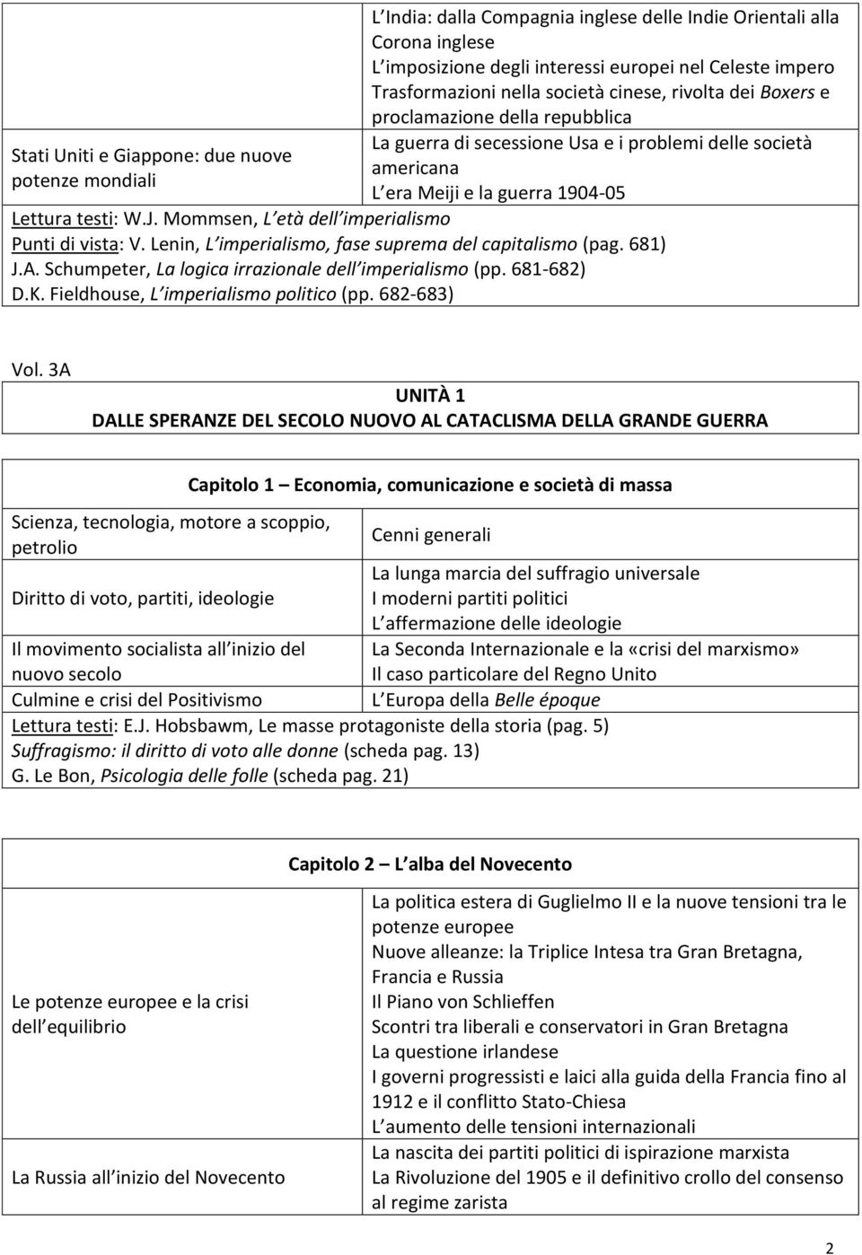 Mommsen, L età dell imperialismo Punti di vista: V. Lenin, L imperialismo, fase suprema del capitalismo (pag. 681) J.A. Schumpeter, La logica irrazionale dell imperialismo (pp. 681-682) D.K.