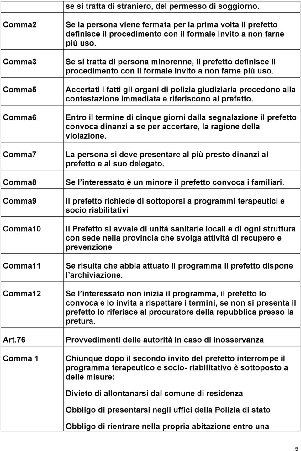 Se si tratta di persona minorenne, il prefetto definisce il procedimento con il formale invito a non farne più uso.