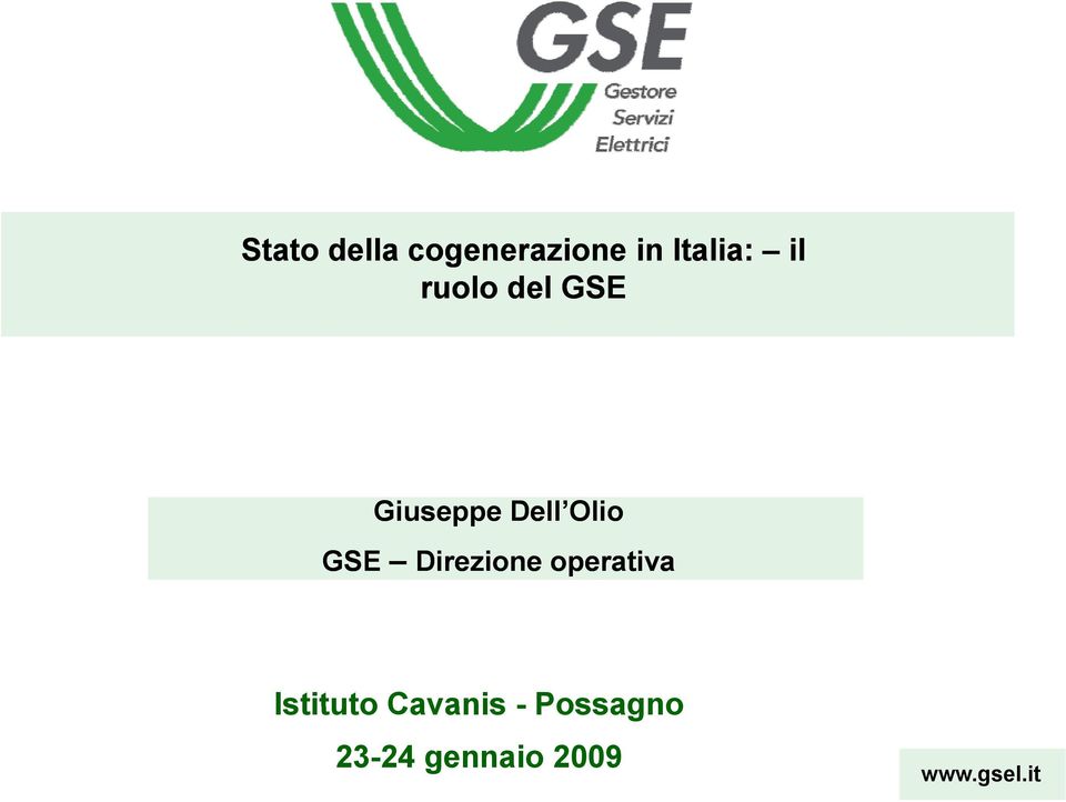 GSE Direzione operativa Istituto