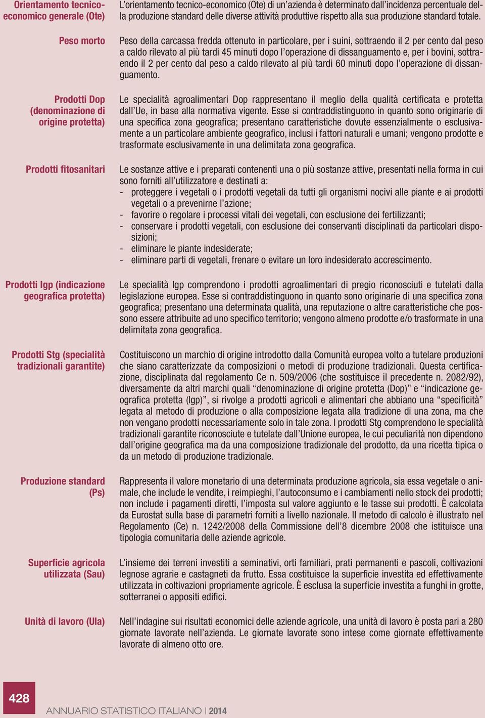 standard delle diverse attività produttive rispetto alla sua produzione standard totale.