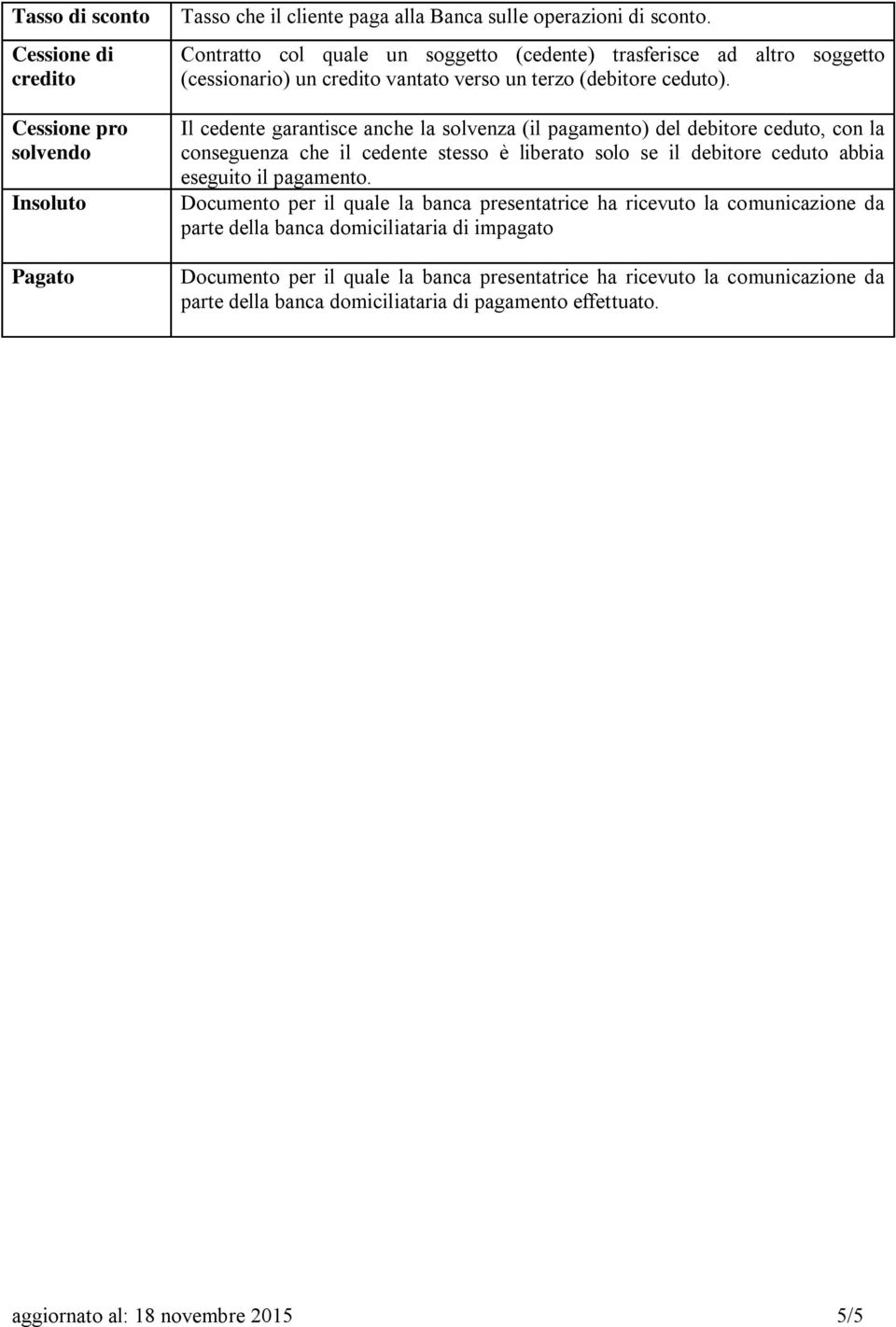 Il cedente garantisce anche la solvenza (il pagamento) del debitore ceduto, con la conseguenza che il cedente stesso è liberato solo se il debitore ceduto abbia eseguito il pagamento.