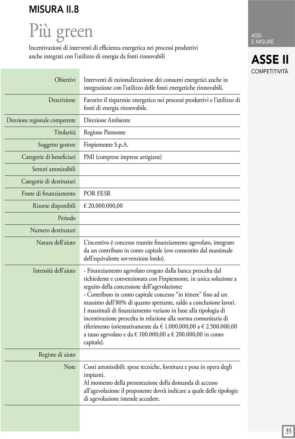 finanziamento Interventi di razionalizzazione dei consumi energetici anche in integrazione con l utilizzo delle fonti energetiche rinnovabili.