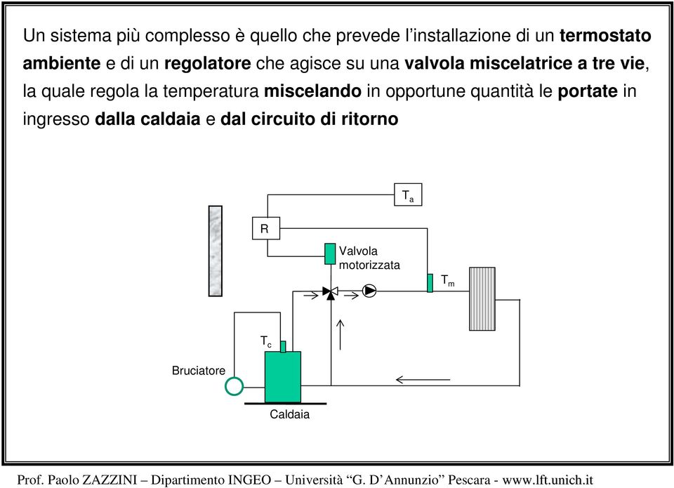 la quale regola la temperatura miscelando in opportune quantità le portate in