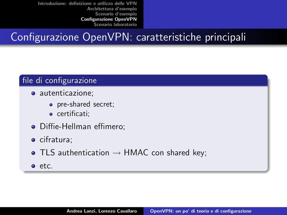 secret; certificati; Diffie-Hellman