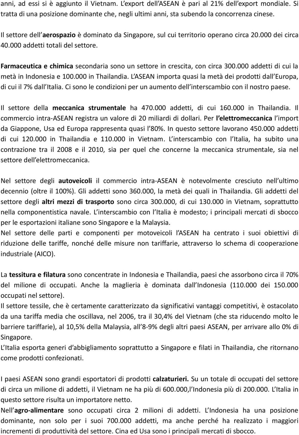 Farmaceutica e chimica secondaria sono un settore in crescita, con circa 300.000 addetti di cui la metà in Indonesia e 100.000 in Thailandia.