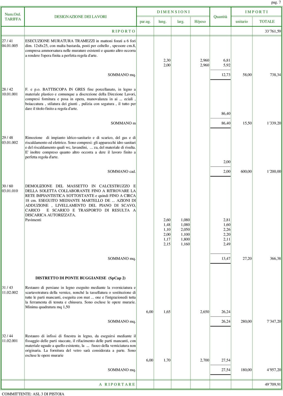 e p.o. BATTISCOPA IN GRES fine porcellanato, in legno a 10.01.001 materiale plastico e comunque a discrezione della Direzione Lavori, compresi fornitura e posa in opera, manovalanza in ai.