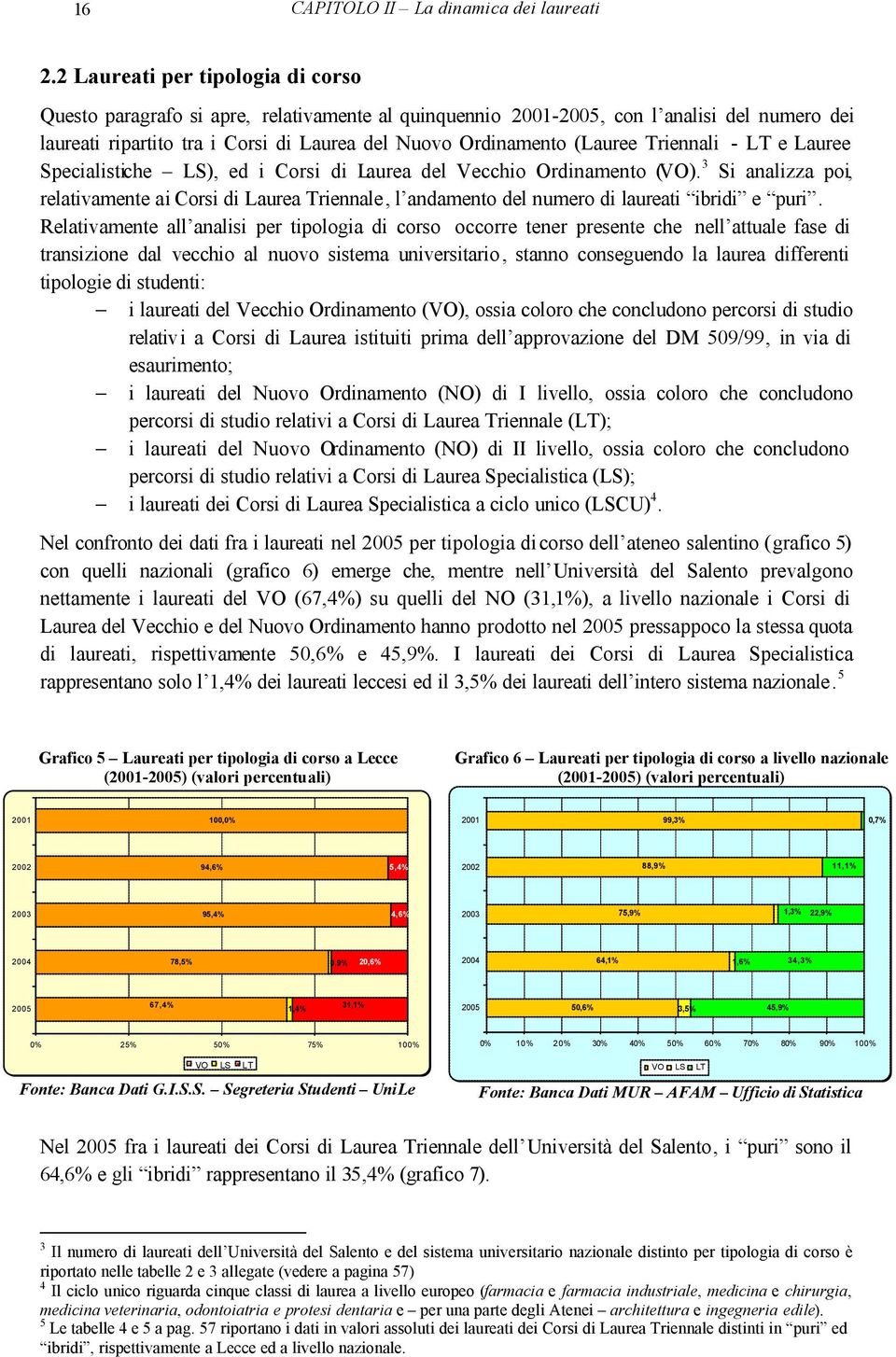 Triennali - LT e Lauree Specialistiche LS), ed i Corsi di Laurea del Vecchio Ordinamento (VO).