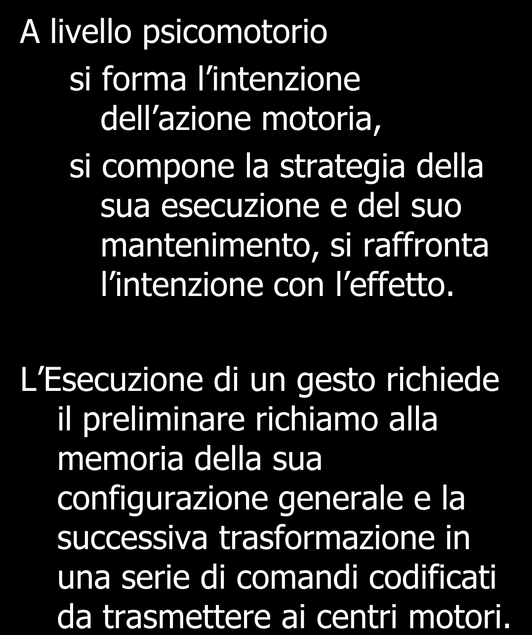 L Esecuzione di un gesto richiede il preliminare richiamo alla memoria della sua