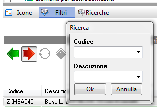 RICERCA DI UN ARTICOLO NEL LISTINO ELETTRONICO Premendo il bottone Ricerche è possibile ricercare un articolo per codice o per descrizione.