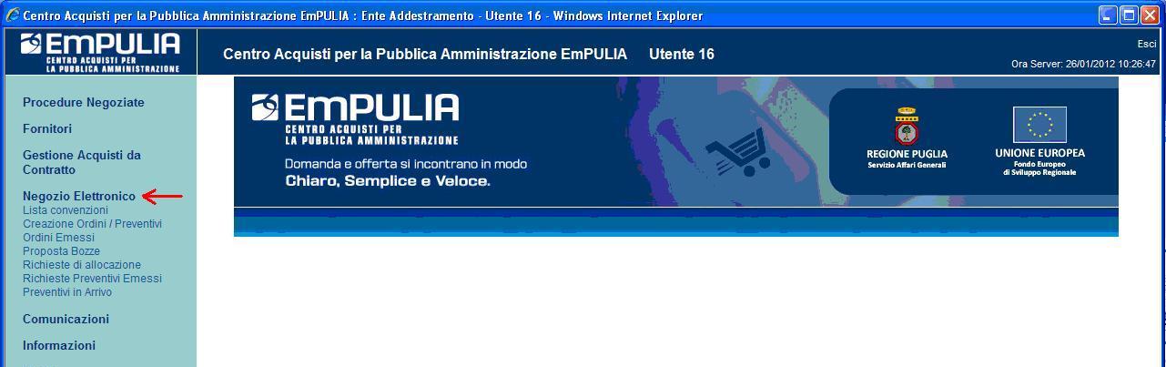 Negozio Elettronico EmPULIA L'accesso al Negozio Elettronico è riservato al personale autorizzato degli Enti iscritti al