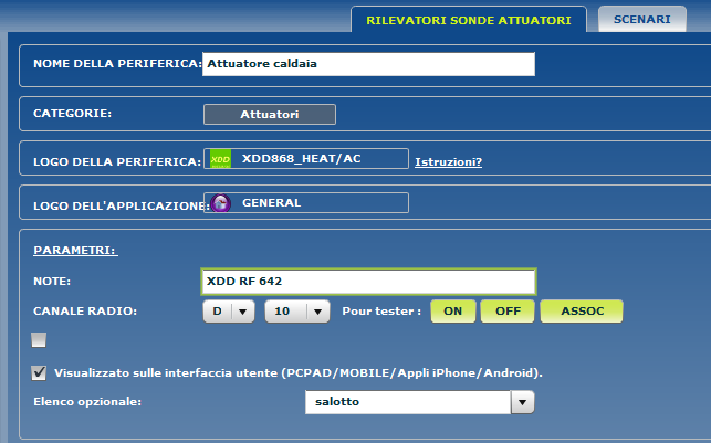 Quindi occorre associare l attuatore,in questo caso un RF642 Delta Dore tipo Caldaia definito dal protocollo XDD868.