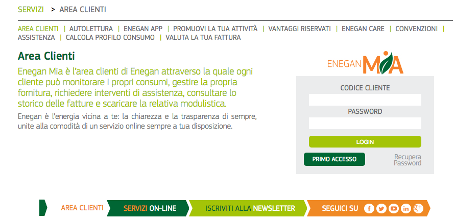 TUTORIAL ENEGAN MIA CLIENTI Con questo Tutorial vogliamo illustrarti come funziona e cosa puoi fare registrandoti all area clienti Enegan Mia.