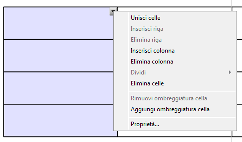 Quando si seleziona una cella( doppio clic nella cella), riga o colonna( cliccare e trascinare la selezione), viene ora visualizzata una freccia di menu in alto a destra.