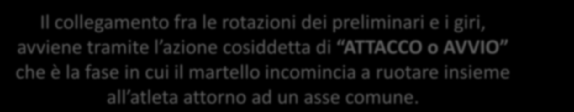 Tecnica del Lancio del Martello l attacco al primo giro Il collegamento fra le rotazioni dei preliminari e i giri, avviene tramite l