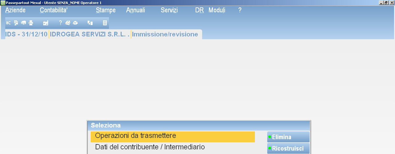 Spesometro: Immissione revisione Selezionare dal menu DR Spesometro/Comunicaz.