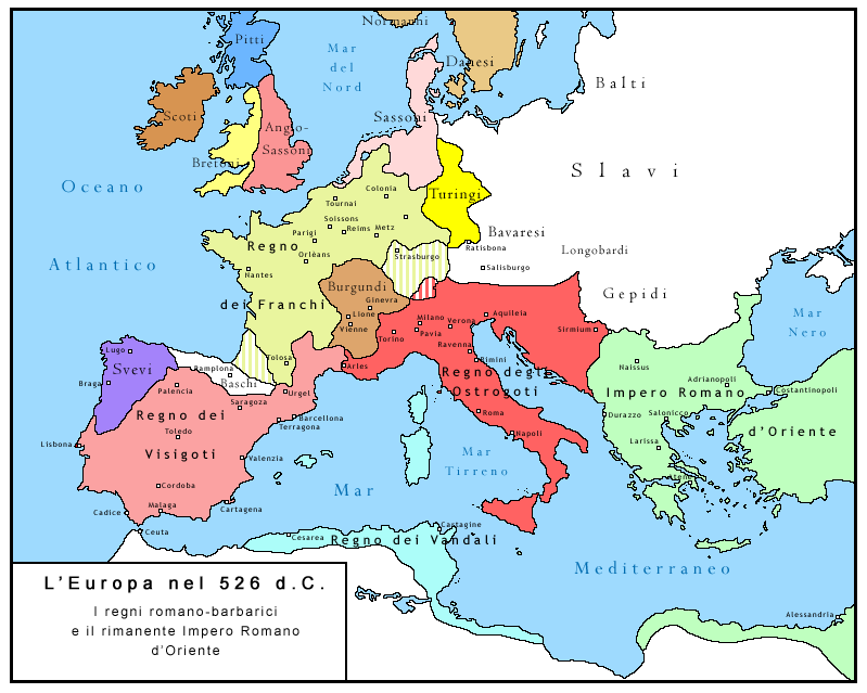 I REGNI ROMANO BARBARICI, L IMPERO BIZANTINO E LE GUERRE GRECO-GOTICHE Dopo aver fatto crollare l Impero Romano d Occidente i barbari si insediarono nei territori che ne avevano fatto parte.