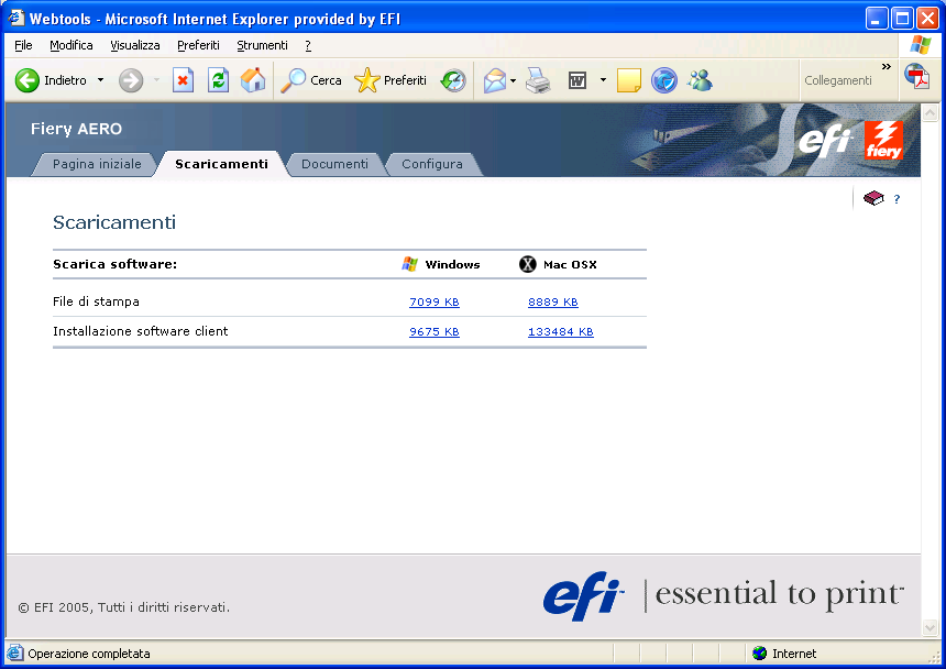 INSTALLAZIONE DEI DRIVER DI STAMPA 11 Trasferimento dei driver di stampa con WebTools WebTools consente di trasferire sul computer i programmi di installazione per i driver di stampa direttamente da