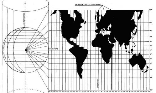 Proiezioni cilindrica di Mercatore Un particolare tipo di proiezione cilindrica modificata (ideata nel 1569 dal fiammingo G.