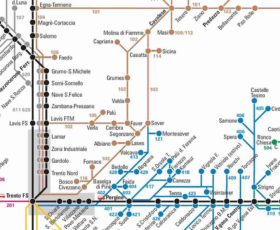 La rete del Trasporto Pubblico