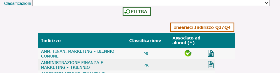 Anagrafe Nazionale Gestione indirizzi Nella funzione Gestione Indirizzi la scuola visualizza l elenco degli indirizzi presenti nell a.s. 2015/16, per il quali è stato creato il relativo Quadro Orario, nell apposita applicazione SIDI Gestione Anno Scolastico Quadri Orario.