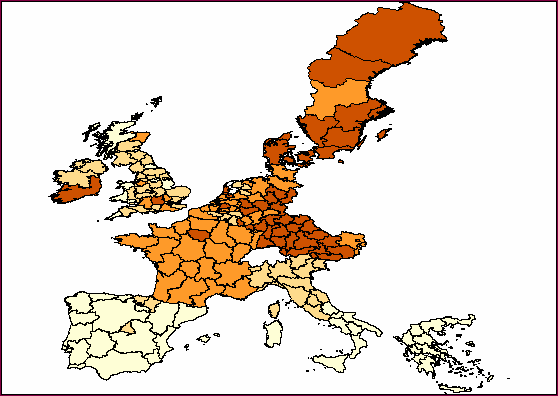 Distribuzione inter-quartilica PIL pro capite.