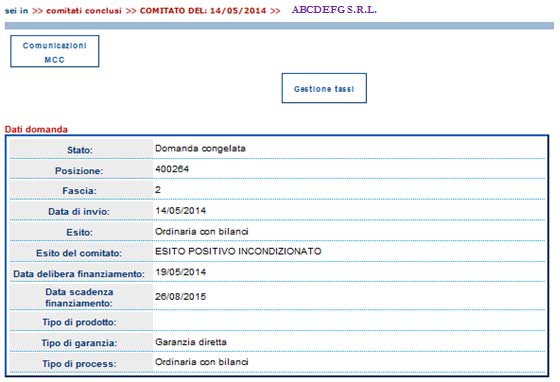 Cliccando sul numero di posizione, è possibile visualizzare le informazioni