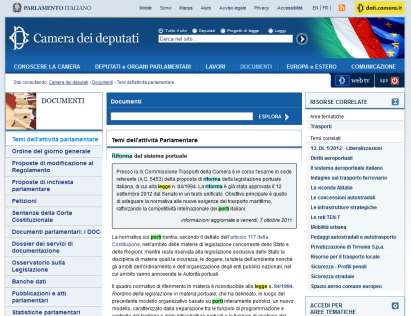 La riforma della 84/94 Punti cardine della riforma revisione della classificazione dei porti, superando il riferimento a criteri puramente quantitativi riconoscimento di un sistema portuale nazionale