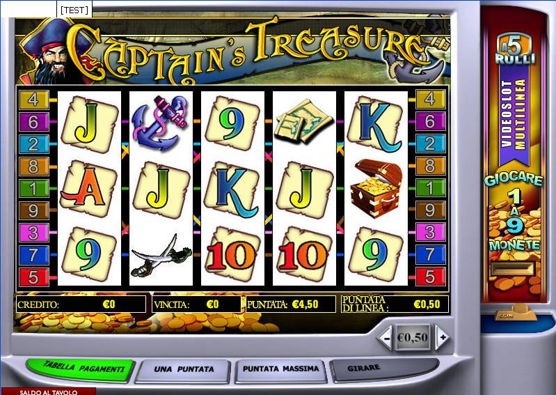 REGOLAMENTO TESORO DEL CAPITANO Slot machine a 5 rulli e 9 linee Lo scopo di Tesoro del Capitano è quello di ottenere una combinazione vincente dopo la rotazione dei rulli.