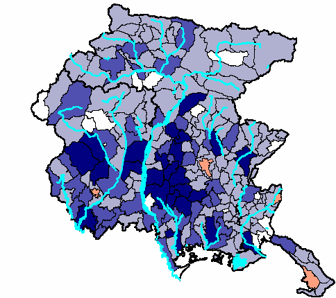 FVG Le strutture zootecniche Distribuzione delle vacche