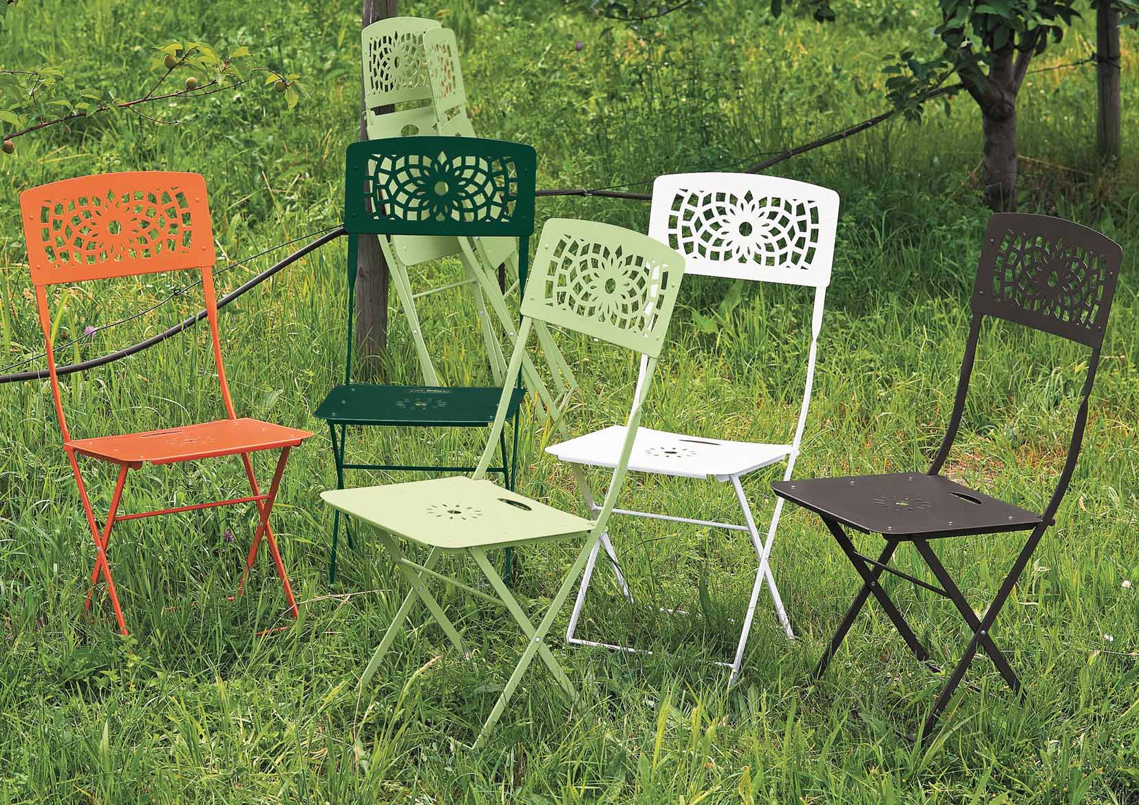 8 74 9 art. 2530 sedia chiudibile / folding chair arancio / orange art.